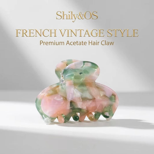 Shily&Os Wholesale French Vintage Acetate Mini Hair Claw for Boutique Custom Logo Hair Clip Shell Acetate Hair Claw